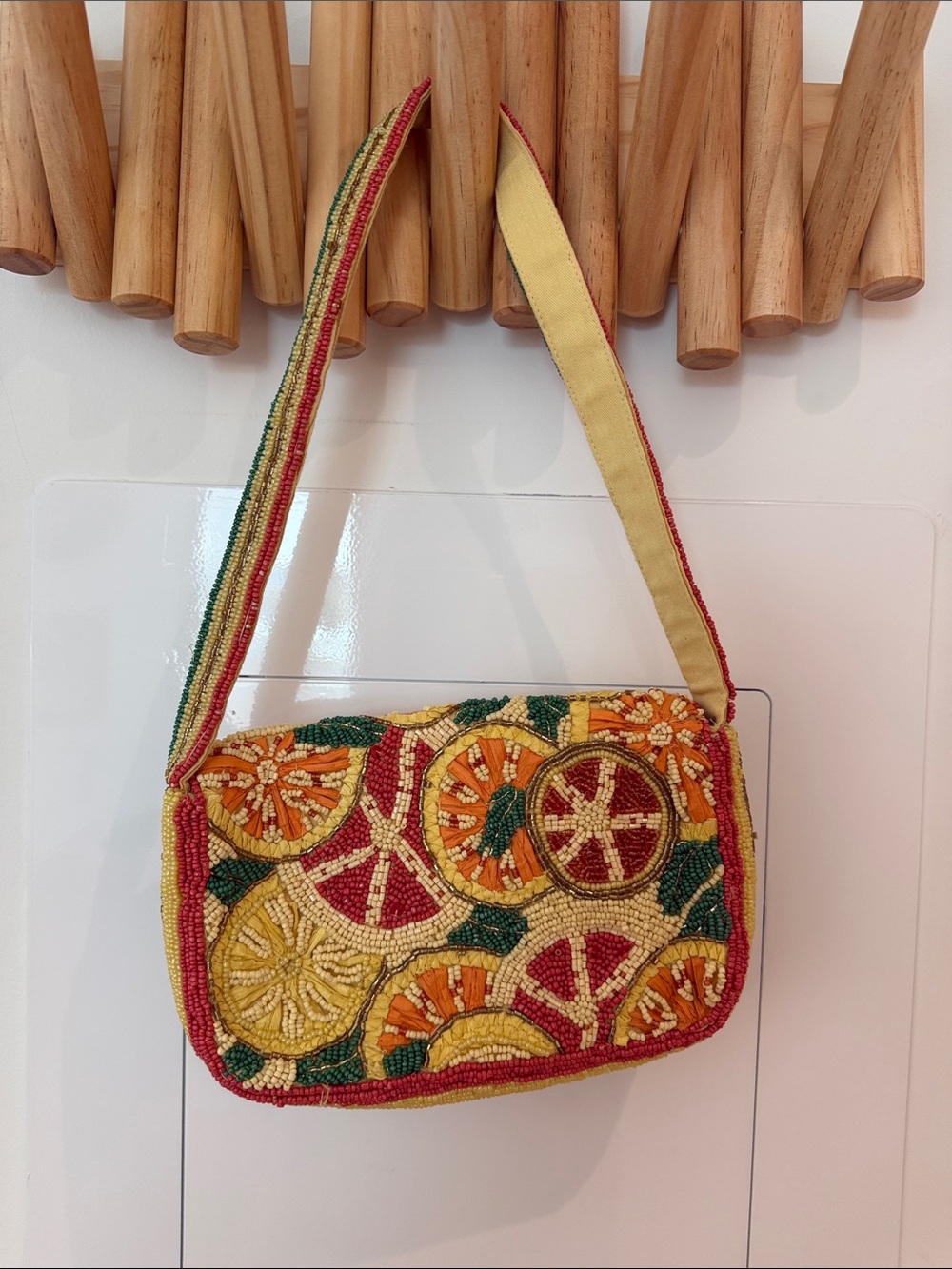 Anthropologie Beaded Citrus Shoulder Bag - Yellow, Orange & Green - Picture 2 of 2